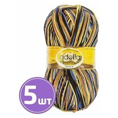 Пряжа Adelia ZENA (45), желтый-оранжевый-серый-голубой, 5 шт. по 100 г