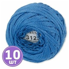 Пряжа для вязания спицами, крючком, машинного вязания Gamma Ирис классическая тонкая, 100% хлопок цвет 3125 светло-светло-синий, 10 шт. по 10 г 82 м