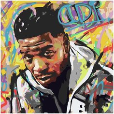 Картина по номерам на холсте 40х40 40 х 40 на подрамнике "Kid Cudi. Кид Кади". Раскраска по номерам. Живопись. Рисование Del Art