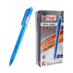 Ручка шариковая автомат Flair Writo-Meter, узел-игла 0.6 мм, синяя, 12 шт.