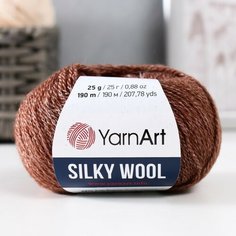 Пряжа "Silky Wool" 35% силк район, 65% мерино. вул 190м/25г (336 коричневый) Yarn Art