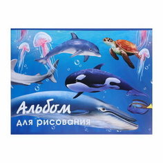 Альбом для рисования А4, 40 листов на скрепке "Морской мир", обложка мелованный картон, внутренний блок офсет 100 г/?2 Calligrata