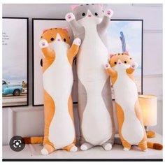 Кот батон серый 90 см мягкая игрушка кошка подушка China