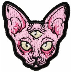 Нашивка, шеврон, патч (patch) Кошка с тремя глазами, размер 7,5*7,7 см Нет бренда