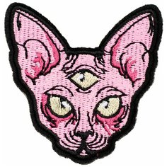 Нашивка, шеврон, патч (patch) Кошка с тремя глазами, размер 7,5*7,7 см Нет бренда