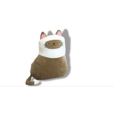 Мягкая игрушка подушка Кошка коричнево-белая 45 см китай