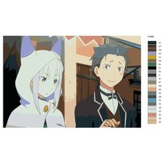 Картина по номерам V-450 "Аниме RE: ZERO (РЕ зеро). Субару Нацуки и Эмилия. Natsuki Subaru и Emilia", 40x60 см Brushes Paints