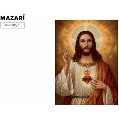 Алмазная Мозаика 21*25см (С мольбертом, картон, частичная выкладка, стразы-камни) Образ Христа (п/упаковка с европодвесом) М-11857 (2212) Mazari