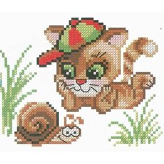 Набор для вышивания крестом Искусница Котик и Улитка, 9*12см