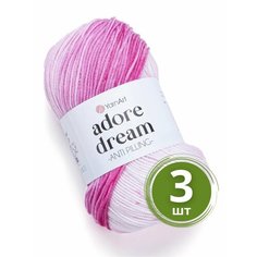 Пряжа YarnArt Adore Dream (Адоре Дрим) - 3 мотка 1062 Белый / розовый, 100% акрил антипиллинг, 100 г 280 м