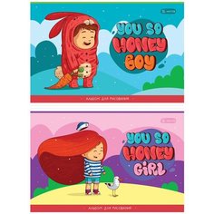 Альбом для рисования 16л, А4, на скрепке ArtSpace "Рисунки. Boy and girl" - 20 шт. Спейс