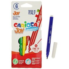 Фломастеры 6 цветов Carioca Joy, 2.6 мм, смываемые, увеличенный ресурс, суперяркие, европодвес