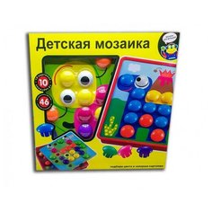 Детская мозаика Пуговицы с большими фишками, 10 трафаретов, 46 кнопок Kraskoli