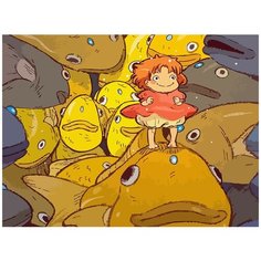 Картина по номерам Аниме Рыбка Поньо на утёсе (Миядзаки) - 8553 Г 30x40