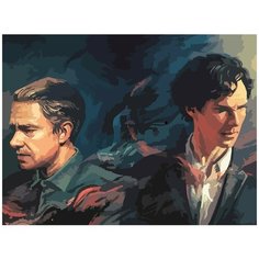 Картина по номерам на холсте Шерлок Sherlock (Бенедикт Камбербетч, Ватсон) - 9024 Г 30x40