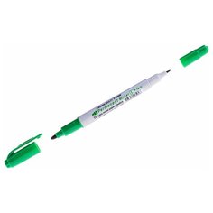 Перманентный маркер Crown Multi Marker Twin P-800W двухсторонний, пулевидный наконечник, 2/1 мм, зеленый {117932}