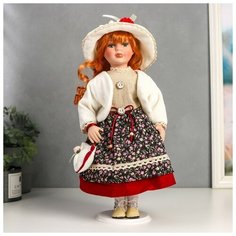 Кукла коллекционная керамика "Женечка в цветочной юбке, и белом жакете" 40 см Нет бренда