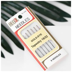 Иглы швейные для гобелена №18/22, d = 1,15 мм, 4,2 - 4,6 см, с золотым ушком, 6 шт Noname