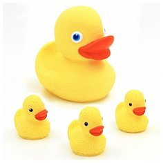Кудесники: Набор Веселая семейка (утка, 3 утенка) - игрушка для ванной из ПВХ Пластизоля (Резиновая игрушка), СИ-773