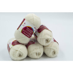 Пряжа из Троицка "Пушинка" , 50% козий пух, 50% мериносовая шерсть; цвет: 01-Белый , 225 м, 50 г х 5шт. Троицкая камвольная фабрика