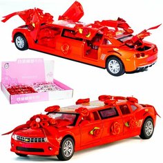 Металлическая машинка игрушка 1:32 Chevrolet Camaro (Шевроле Камаро) Свадебный лимузин, красный