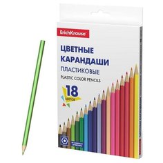 Пластиковые цветные карандаши шестигранные ErichKrause® Basic 18 цветов 7398660