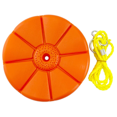 Качели подвесные пластиковые, диск на веревке, тарзанка, оранжевые Нет бренда