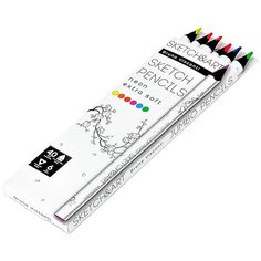 Скетч карандаши цветные "SKETCH&ART" утолщенные, грифель 4 ММ, "неоновые" 6 ЦВ. , Арт. 30-0118/02 Bruno Visconti
