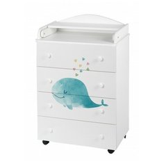 Комод Forest kids Mini пеленальный Cute Whale (4 ящика) Белый