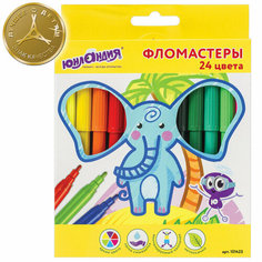 Фломастеры юнландия 24 цвета, "экзотика", вентилируемый колпачок, картон, 151423, 1 шт