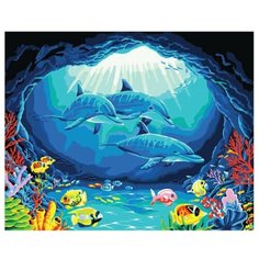 Алмазная мозаика без подрамника 30x40 см Дельфины Noname