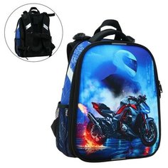 Рюкзак каркасный Probag "Мото" 38 х 30 х 16 см, эргономичная спинка, чёрный, синий Calligrata