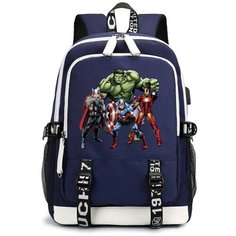 Рюкзак Мстители (Avengers) синий с USB-портом №11 Noname
