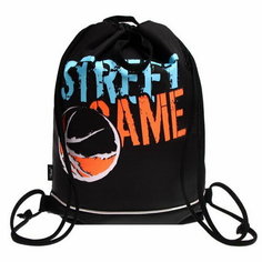 Мешок для обуви с карманом 430 x 360 x 90 мм, с расширением, ручка-петля, светоотражающая полоса, МО-31с-21, Street game Оникс