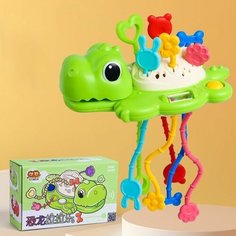 Прорезыватель тянучка Динозавр, погремушка, игрушка развивающая для детей от 1,5 лет Izba Lova Toys