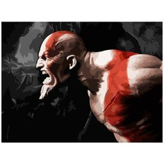 Картина по номерам на холсте Игра God of War Кратос - 6221 Г 30x40