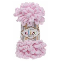 Пряжа плюшевая Alize Puffy (Ализе Пуффи) - 2 мотка 31 детский розовый для вязания руками, гипоаллергенная, большие петли (4см), 9м/100г