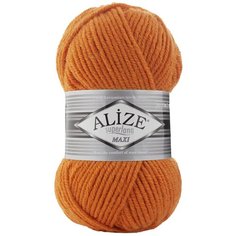 Пряжа Alize Superlana Maxi (Ализе Суперлана Макси) - 3 мотка 225 оранжевый 75% акрил, 25% шерсть 100м/100г
