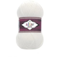 Пряжа Alize Superwash Comfort Socks (Ализе Супервош) - 2 мотка, белый (55), 75% шерсть супервош, 25% полиамид, 420м/100г