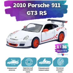 Металлическая инерционная машинка Kinsmart 1:36 2010 Porsche 911 GT3 RS 5352 DKT с открывающими дверями