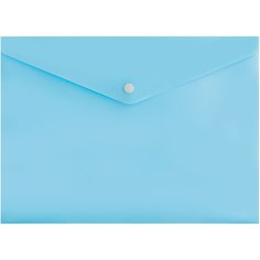 Конверт на кнопке Бюрократ Pastel -PKPAST/BLUE A4 пластик 0.18мм голубой