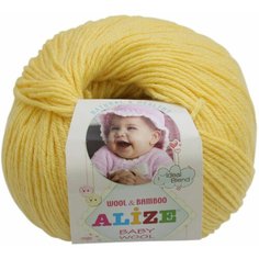 Пряжа Alize Baby wool (ализе беби вул), 40% шерсть, 20% бамбук, 40% акрил, 187 желтый, 5 мотков