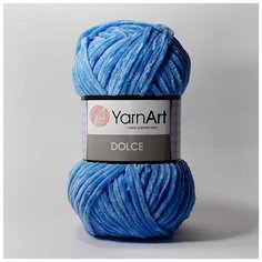 Плюшевая пряжа YarnArt Dolce (Дольче) - 1 моток 777 голубой, для вязания игрушек, 100% микрополиэстер 120м/100г