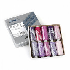 Набор бытовых ниток IDEAL 40/2 366м 100% п/э, MIX L, ассорти (сиреневые оттенки) уп.10шт