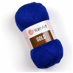 Пряжа для вязания YarnArt Gold (ЯрнАрт Голд) - 5 мотков 9045 синий с люрексом, блестящая, 92% акрил, 8% металлик, 400 м/100г