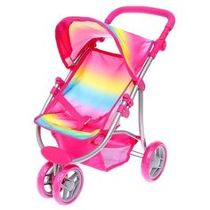 Коляска для кукол летняя, с крышей, ручка регулируется, металл Без бренда
