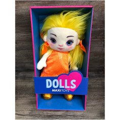 Мягкая игрушка Maxitoys Dolls, кукла Милена в Оранжевом платье Китай