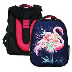 Рюкзак каркасный 38 х 30 х 16 см, эргономичная спинка, Calligrata Probag "Фламинго" (школьный, с ситемой роста)