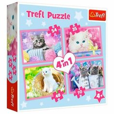 Trefl Пазлы 4 в 1 Веселые котики 35х48х54х70 элементов 34396 с 4 лет