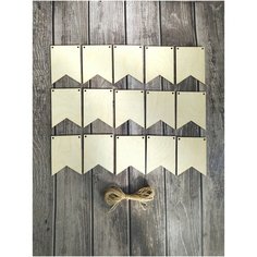 Заготовки для декорирования DecorSo "Флажок", 9х12 см, 15 шт. / Набор заготовок для творчества из дерева